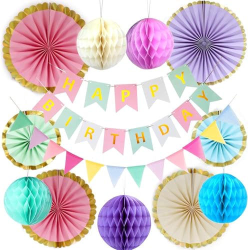 Geburtstagsdeko Birthday Decorations Pastell Wiederverwendbar Pastellfarbene Happy Birthday Girlande, Wimpelkette, Wabenbälle, Pompons Deko, Kindergeburtstag Deko, Geburtstagsdeko Mädchen Frauen Geburtstagsdeko Birthday Decorations Pastell Wiederverwendbar Pastellfarbene Happy Birthday Girlande, Wimpelkette, Wabenbälle, Pompons Deko, Kindergeburtstag Deko, Geburtstagsdeko Mädchen Frauen von DSLIHA