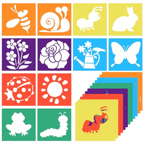 12 Stk Schablonen Kinder Malschablonen Set,20x20cm Cartoon Malen Tierschablonen,Große Schablonen Wiederverwendbar Malerei Schablonen Tiermalerei Schablone,für Leinwand Papier Wänden Holz DIY Handwerk 12 Stk Schablonen Kinder Malschablonen Set,20x20cm Cartoon Malen Tierschablonen,Große Schablonen Wiederverwendbar Malerei Schablonen Tiermalerei Schablone,für Leinwand Papier Wänden Holz DIY Handwerk von DSLSQD