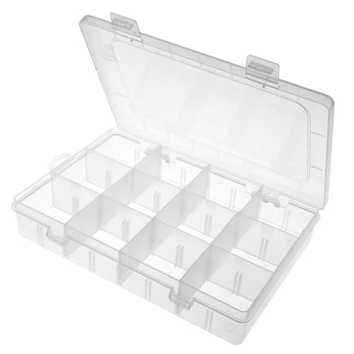 DSLSQD Fächer Aufbewahrungsbox,12 Gitter Transparente Sortierboxen für Kleinteile,Verstellbare Kunststoff Sortierbox,Schmuck Organizer Box,Sortimentskasten,für Perlen Schmuck Ohrringe Schrauben von DSLSQD