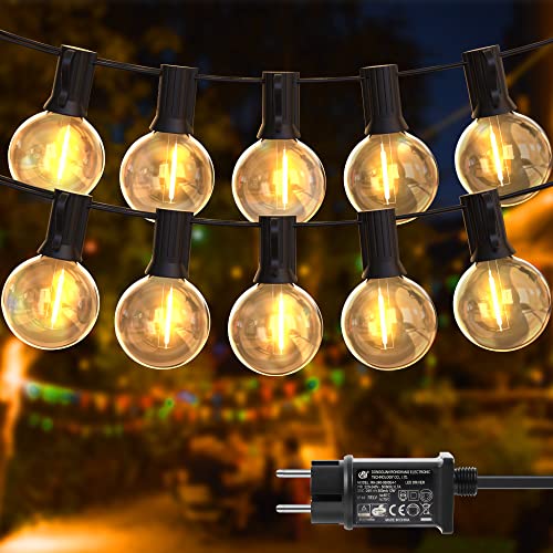 DSLebeen G40 LED Lichterkette Glühbirnen innen und außen 15m 25+2 Warmweiß Birnen 24V Lampions wetterfest wasserdicht Lichterkette mit Stecker für Garten Balkon Hochzeit Party Grillabend von DSLebeen