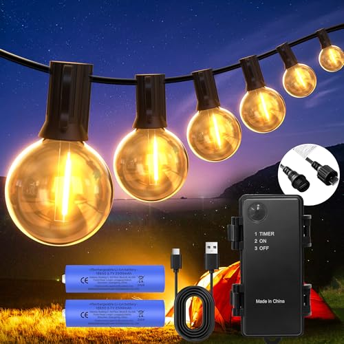 DSLebeen LED Outdoor Lichterkette Außen Batterie Timer 39FT/12M 16+1 G40 LEDs USB Aufladbar 5000mAh Batterie Lichterkette für Außen, Weihnachten, Fenster, Treppen, Gärten, Pavillons, Hochzeite DSLebeen LED Outdoor Lichterkette Außen Batterie Timer 39FT/12M 16+1 G40 LEDs USB Aufladbar 5000mAh Batterie Lichterkette für Außen, Weihnachten, Fenster, Treppen, Gärten, Pavillons, Hochzeite von DSLebeen