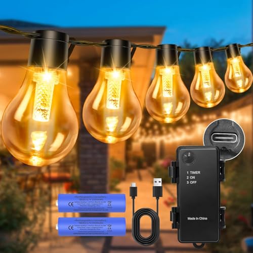 DSLebeen LED Outdoor Lichterkette Außen Batterie Timer 9M 12 Birnen A60 LEDs USB Aufladbar 5000mAh Batterie Lichterkette für Aussen Dekoration,Fenster, Treppen, Gärten, Pavillons, Hochzeiten DSLebeen LED Outdoor Lichterkette Außen Batterie Timer 9M 12 Birnen A60 LEDs USB Aufladbar 5000mAh Batterie Lichterkette für Aussen Dekoration,Fenster, Treppen, Gärten, Pavillons, Hochzeiten von DSLebeen