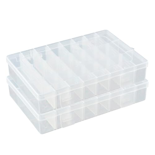 DSM-Verbindungstechnik Sortierbox mit 24 verstellbaren Fächern aus Kunststoff | Aufbewahrungsbox Organizer Sortimentskasten Perlenbox - 2 Stück von DSM-Verbindungstechnik
