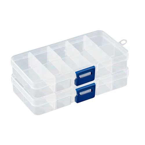 Sortierbox mit 10 verstellbaren Fächern aus Kunststoff | Aufbewahrungsbox Organizer Sortimentskasten Perlenbox - 2 Stück von DSM-Verbindungstechnik
