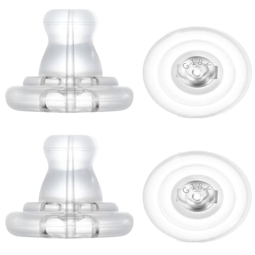 Ohrring-Verschlüsse, 18 Karat Gold, Silikon-Ohrring-Verschlüsse, sichere Ohrring-Verschlüsse für Ohrstecker/hängende Ohren, keine Reizung, hypoallergen, weiche, transparente Ohrring-Verschlüsse für von DSOMHZ