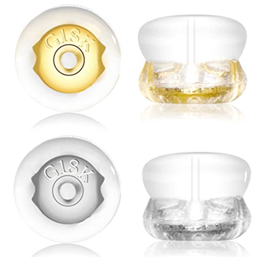 Ohrring-Verschlüsse, 18 Karat Gold, Silikon-Ohrring-Verschlüsse für Ohrstecker/Hängeohren, sichere Ohrring-Verschlüsse für schwere Ohrringe, keine Reizung, hypoallergen, weiche, transparente Ohrring-Verschlüsse, 18 Karat Gold, Silikon-Ohrring-Verschlüsse für Ohrstecker/Hängeohren, sichere Ohrring-Verschlüsse für schwere Ohrringe, keine Reizung, hypoallergen, weiche, transparente von DSOMHZ