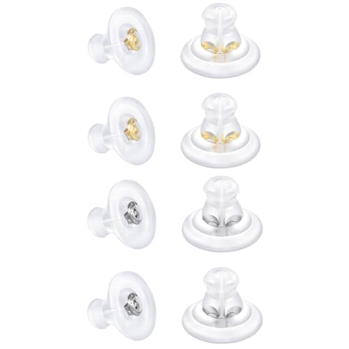 Ohrring-Verschlüsse, 18 Karat Gold, Silikon-Ohrring-Verschlüsse für Ohrstecker/hängende Ohren, sichere Verriegelung, keine Reizung, hypoallergen, weich, transparent, für Erwachsene Ohrring-Verschlüsse, 18 Karat Gold, Silikon-Ohrring-Verschlüsse für Ohrstecker/hängende Ohren, sichere Verriegelung, keine Reizung, hypoallergen, weich, transparent, für Erwachsene von DSOMHZ