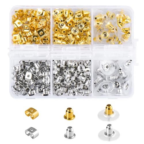 Ohrring-Verschlüsse für Ohrstecker/Ohrhänger/schwere Ohrringe, 170 Stück, transparente Metallverschlüsse, hypoallergene Rückseite, Kupplungsstopper-Set für Fischhaken-Ohrstecker, 6 Stile von DSOMHZ