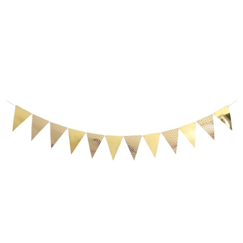 DSOUWEH 1 Stück Set Dreieck Banner Wimpel Banner Flaggen 16,4 Fuß Dreieck Banner Flaggen Banner Flaggen für Geburtstagsfeier Dreieck Flagge, Gold, 16.4 Fuß von DSOUWEH