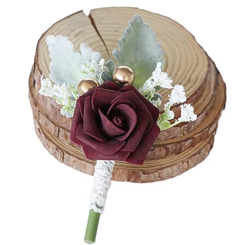 DSOUWEH Breites Anwendungsspektrum: Hochzeits Boutonniere Armband – gutes Handgefühl, stabil fixiert, realistisches Aussehen, Bräutigam Boutonniere, Weinrot DSOUWEH Breites Anwendungsspektrum: Hochzeits Boutonniere Armband – gutes Handgefühl, stabil fixiert, realistisches Aussehen, Bräutigam Boutonniere, Weinrot von DSOUWEH