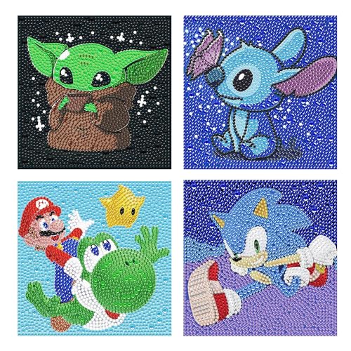 DSTLWBCS Diamond Painting 4 pcs, 5D DIY Diamant Malerei Set, Diamond Painting Kits für Kinder, Crystal Diamond Painting, Cartoon Theme Diamant, Arts Craft für Home Wand Decor DSTLWBCS Diamond Painting 4 pcs, 5D DIY Diamant Malerei Set, Diamond Painting Kits für Kinder, Crystal Diamond Painting, Cartoon Theme Diamant, Arts Craft für Home Wand Decor von DSTLWBCS