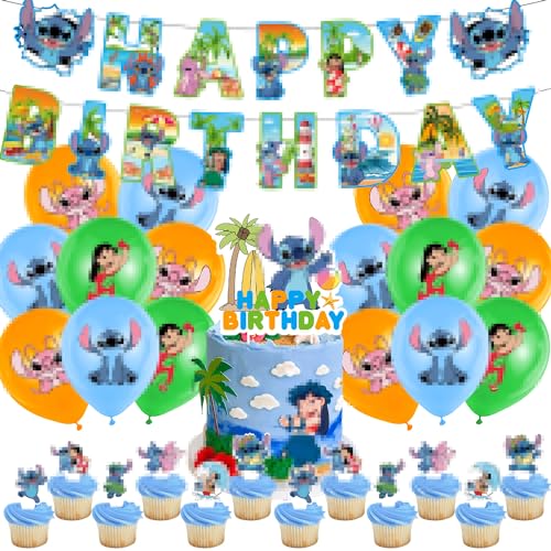 Geburtstag Party Set 32 Stück, Luftballons, Geburtstag Banner, Kuchen Dekoration, Cupcake Topper, Party Dekoration, Dekoration zum Kindergeburtstag von DSTLWBCS