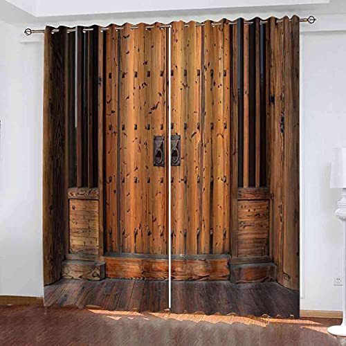 DSVNNZ 3D Verdunkelungsvorhang Vorhang Blickdicht Polyesterfaser Wohnkultur Personalisierter Druck Kreative Retro-Holztür Gardinen für Wohnzimmer Schlafzimmer und Kinderzimmer 2 Stück 183x275 cm (B x DSVNNZ 3D Verdunkelungsvorhang Vorhang Blickdicht Polyesterfaser Wohnkultur Personalisierter Druck Kreative Retro-Holztür Gardinen für Wohnzimmer Schlafzimmer und Kinderzimmer 2 Stück 183x275 cm (B x von DSVNNZ