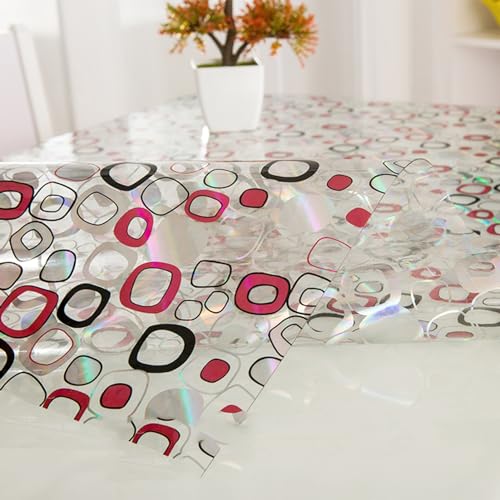 Durchsichtige Schutzfolie mit Blumen Bedruckt Dicke 1mm,Wasserdicht,Transparent Tischfolie Abwaschbare,Glasklar Folie Fettdicht,klarsicht tischdecke Eckig,Tischmatte geruchsneutral (B,90x180cm) von DSWZLQDXB