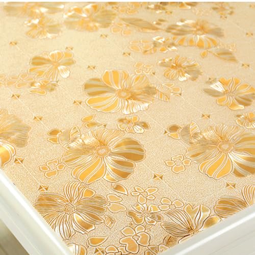 Tischschutz mit Blumen Bedruckt Dicke 1.5mm,Transparente Matt Tischfolie abwischbar,Gefrostet Tischdecken rutschfeste,Schreibtisch Ölbeständig,Tischmatte Durchsichtige Wasserdicht (C,70x90cm) von DSWZLQDXB