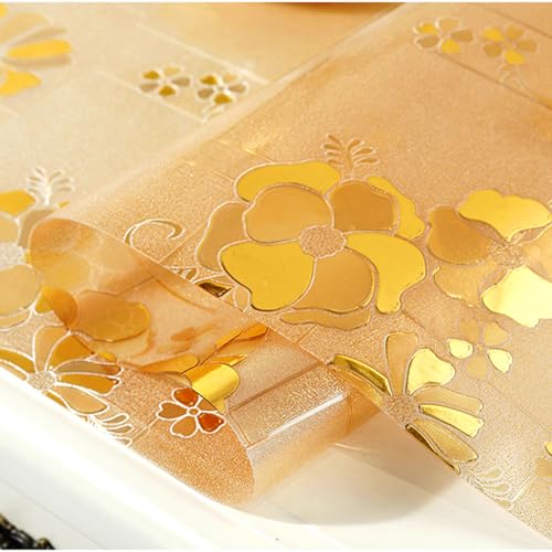 Tischschutz mit Blumen Bedruckt Dicke 1.5mm,Transparente Matt Tischfolie abwischbar,Gefrostet Tischdecken rutschfeste,Schreibtisch Ölbeständig,Tischmatte Durchsichtige Wasserdicht (E,60x100cm) von DSWZLQDXB