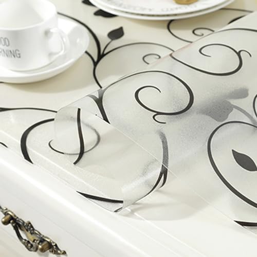 Tischschutz mit Blumen Bedruckt Dicke 1.5mm,Transparente Matt Tischfolie abwischbar,Gefrostet Tischdecken rutschfeste,Schreibtisch Ölbeständig,Tischmatte Durchsichtige Wasserdicht (F,90x160cm) von DSWZLQDXB