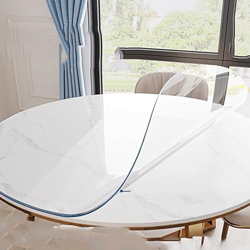 Transparent Tischfolie Rund Abwaschbare,Durchsichtige Schutzfolie Wasserdicht,Glasklar Folie Fettdicht,klarsicht tischdecke,Tischmatte geruchsneutral,für Zuhause,Vielseitig Einsetzbare (1.5mm,120cm) von DSWZLQDXB