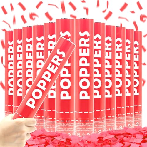 Konfettikanone rote Konfetti-Popper, 12 Stück, Party-Popper, 30,5 cm, biologisch abbaubar, rote Konfetti-Party-Kanonen, Großpackung für Hochzeit, Geburtstag, Abschlussfeier, Babyparty, Party, Feiern Konfettikanone rote Konfetti-Popper, 12 Stück, Party-Popper, 30,5 cm, biologisch abbaubar, rote Konfetti-Party-Kanonen, Großpackung für Hochzeit, Geburtstag, Abschlussfeier, Babyparty, Party, Feiern von DSYSMIN