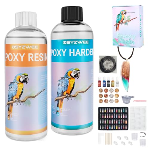 Epoxidharz Set, DSYZWEE 240ML/8oz Epoxidharz mit Härter, Kristallklares Epoxy Gießharz, Anfänger 1:1 Epoxy Resin Glasklar Harz Gießen Set, Mit Anhänger Gussform, Goldfolien - 6 X Farbe Epoxidharz Set, DSYZWEE 240ML/8oz Epoxidharz mit Härter, Kristallklares Epoxy Gießharz, Anfänger 1:1 Epoxy Resin Glasklar Harz Gießen Set, Mit Anhänger Gussform, Goldfolien - 6 X Farbe von DSYZWEE