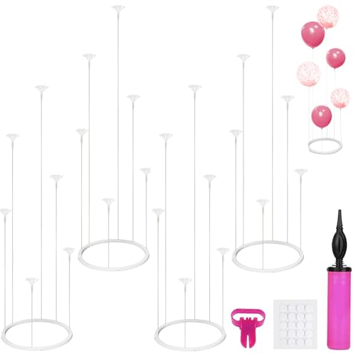 Tischballonständer, 4 Stück mit Sockel, Ballonhalter-Set, geeignet für Hochzeiten, Babypartys, Abschlussfeiern, Weihnachten, Geburtstag Tischballonständer, 4 Stück mit Sockel, Ballonhalter-Set, geeignet für Hochzeiten, Babypartys, Abschlussfeiern, Weihnachten, Geburtstag von DSxiaozhi