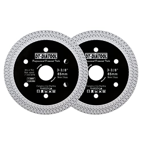 DT-DIATOOL Diamant-Fliesenblatt, 85 mm, Diamant-Trennscheibe für Porzellan, Keramik, Marmor, Granit, Mini-Kreissägeblatt, 2 Stück DT-DIATOOL Diamant-Fliesenblatt, 85 mm, Diamant-Trennscheibe für Porzellan, Keramik, Marmor, Granit, Mini-Kreissägeblatt, 2 Stück von DT-DIATOOL