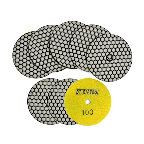DT-DIATOOL Diamant-Polierpads, 10,2 cm, für Granit, Marmor, Quarz, Stein, Arbeitsplatte, Fliesen, 8 Stück, Körnung 100 von DT-DIATOOL