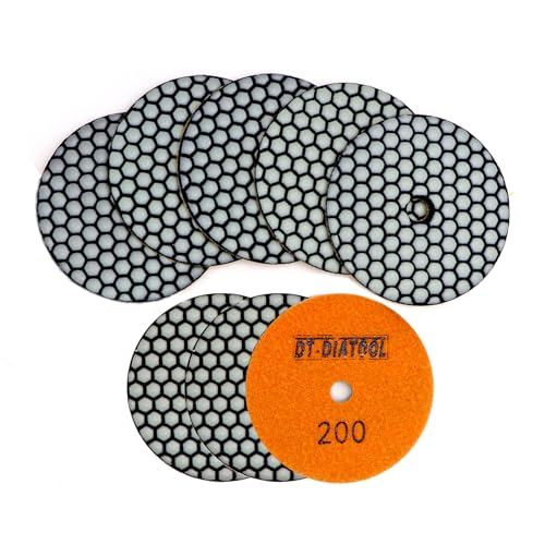 DT-DIATOOL Diamant-Polierpads, 10,2 cm, für Granit, Marmor, Quarz, Stein, Arbeitsplatte, Fliesen, 8 Stück, Körnung 200 von DT-DIATOOL