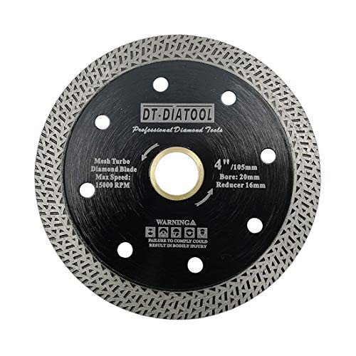DT-DIATOOL Diamant Trennscheibe 105 mm x 20 mm/16 mm Sägeblatt mit Mesh Turbo für Porzellan Fliesen Marmor Keramik Granit DT-DIATOOL Diamant Trennscheibe 105 mm x 20 mm/16 mm Sägeblatt mit Mesh Turbo für Porzellan Fliesen Marmor Keramik Granit von DT-DIATOOL