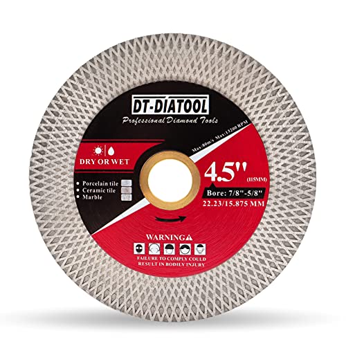 DT-DIATOOL Diamant-Trennscheibe 115mm x 22.23mm - für Porzellan, Fliesen, Keramik, Marmor Diamantscheibe 115mm für Schleifer von DT-DIATOOL