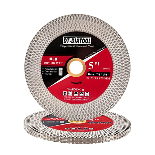 DT-DIATOOL Diamant-Trennscheibe 125mm x 22.23mm 5-Stück- für Porzellan, Fliesen, Keramik, Marmor Diamantscheibe 125mm für Schleifer DT-DIATOOL Diamant-Trennscheibe 125mm x 22.23mm 5-Stück- für Porzellan, Fliesen, Keramik, Marmor Diamantscheibe 125mm für Schleifer von DT-DIATOOL