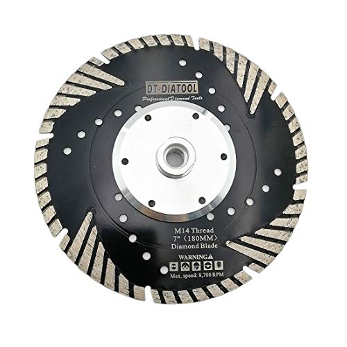 DT-DIATOOL Diamant Trennscheibe 180 mm x M14 Turbo Sägeblatt mit Schutzzähne zum Schneiden Schleifen Granit Marmor Beton Fliesen DT-DIATOOL Diamant Trennscheibe 180 mm x M14 Turbo Sägeblatt mit Schutzzähne zum Schneiden Schleifen Granit Marmor Beton Fliesen von DT-DIATOOL