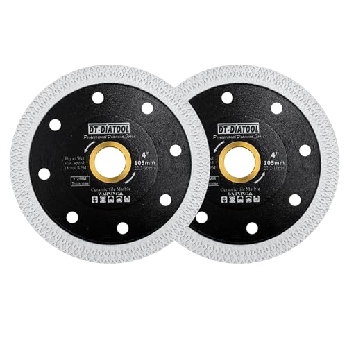 DT-DIATOOL Diamant Trennscheibe 2 Stücke 105 mm x 22,23 mm/16 mm Sägeblatt mit X Mesh Turbo für Porzellan Fliesen Marmor Keramik Granit von DT-DIATOOL