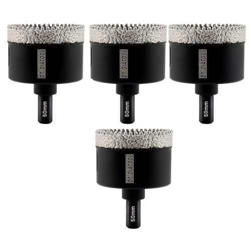 DT-DIATOOL Diamantbohrer Fliesenbohrer Set - 50mm 4 Stk. Diamantbohrer mit Dreieckigem Schaft für Porzellan Fliese Granit Marmor Trockenbohren DT-DIATOOL Diamantbohrer Fliesenbohrer Set - 50mm 4 Stk. Diamantbohrer mit Dreieckigem Schaft für Porzellan Fliese Granit Marmor Trockenbohren von DT-DIATOOL