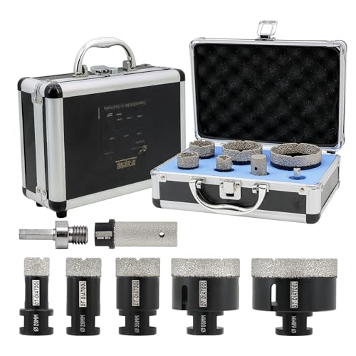 DT-DIATOOL Diamantbohrer-Set 20/28/35/55/68mm mit 20mm Fingerbohrer und Sechskantadapter für Fliesen, Porzellan, Marmor und Granit DT-DIATOOL Diamantbohrer-Set 20/28/35/55/68mm mit 20mm Fingerbohrer und Sechskantadapter für Fliesen, Porzellan, Marmor und Granit von DT-DIATOOL