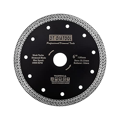 DT-DIATOOL Diamantklinge 150 mm Granit Trennscheibe für Marmor Keramik Porzellan Fliesen mit Mesh Turbo Diamant Segment von DT-DIATOOL