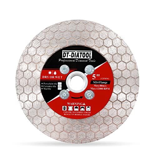 DT-DIATOOL Fliesen Diamantscheibe 125mm mit M14-Flansch für Porzellan-Fliesen Keramik Fliesen Marmor Kunststein Schneiden und Kantenschleifen-Diamantsägeblatt DT-DIATOOL Fliesen Diamantscheibe 125mm mit M14-Flansch für Porzellan-Fliesen Keramik Fliesen Marmor Kunststein Schneiden und Kantenschleifen-Diamantsägeblatt von DT-DIATOOL