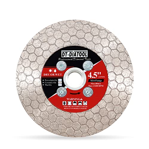 DT-DIATOOL Diamantscheibe 115mm Mit M14-Flansch für Porzellan-Fliesen, Keramik, Marmor, Kunststein - Schneiden und Kantenschleifen-Diamantsägeblatt DT-DIATOOL Diamantscheibe 115mm Mit M14-Flansch für Porzellan-Fliesen, Keramik, Marmor, Kunststein - Schneiden und Kantenschleifen-Diamantsägeblatt von DT-DIATOOL