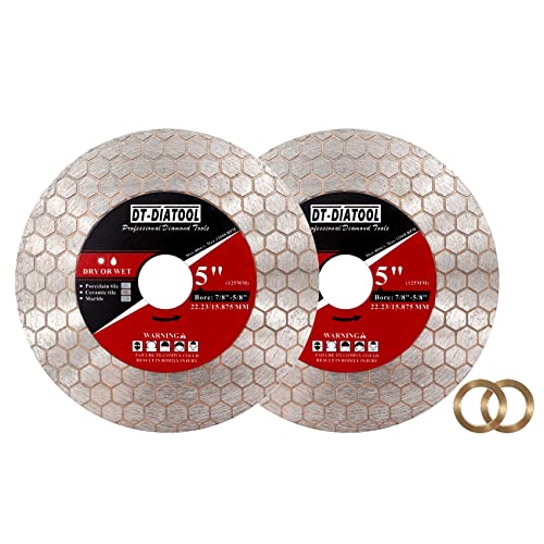DT-DIATOOL Fliesen Diamantscheibe 125mm 2er Set für Porzellan-Fliesen Keramik Fliesen Marmor Kunststein Schneiden und Kantenschleifen-Diamantsägeblatt DT-DIATOOL Fliesen Diamantscheibe 125mm 2er Set für Porzellan-Fliesen Keramik Fliesen Marmor Kunststein Schneiden und Kantenschleifen-Diamantsägeblatt von DT-DIATOOL