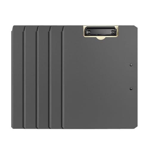 DTACBNEUZ Ordner 5 Stück Faltbare Abdeckung Klemmbrett Ordner PP stabil Doppel-Clip Ordner Vertrag Datei Organizer Binder Bürobedarf für die tägliche Ablage und Organisation(Schwarz) von DTACBNEUZ
