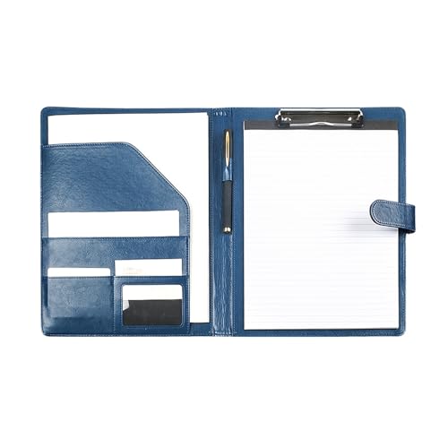 DTACBNEUZ Ordner A4-Ordner aus Leder mit Stifteinsatz, multifunktionaler Clip for Vertragsunterzeichnung, for Geschäftstreffen, Schreibblöcke für die tägliche Ablage und Organisation(Blue) von DTACBNEUZ