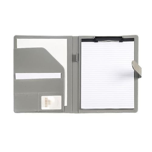 DTACBNEUZ Ordner A4-Ordner aus Leder mit Stifteinsatz, multifunktionaler Clip for Vertragsunterzeichnung, for Geschäftstreffen, Schreibblöcke für die tägliche Ablage und Organisation(Silver) von DTACBNEUZ