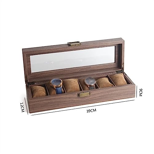 DTACBNEUZ Uhrenbox 6 Gitter-Uhren-Aufbewahrungsboxen, sichtbare Uhren-Display-Boxen aus Glas, multifunktionale Schmuckschatullen mit großer Kapazität (außer Uhren) Uhrengehäuse-Display-Organizer von DTACBNEUZ