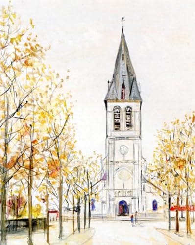 DTAUPREB DIY-Ölgemälde-Set für Anfänger Kirchenmalerei nach Zahlen mit Pinseln und Acrylpigmenten auf Leinwand von DTAUPREB