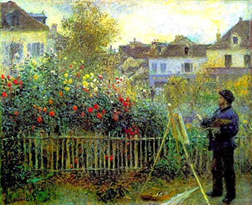 DTAUPREB DIY Ölgemälde für Erwachsene Kinder Pierre Auguste Renoir Monet malt in seinem Garten Malen nach Zahlen mit Pinsel und Acrylpigment auf Leinwand von DTAUPREB