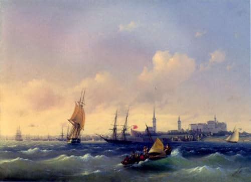 DTAUPREB DIY-Ölgemälde für Erwachsene und Kinder Landschaft mit einem Segelboot Malen nach Zahlen Zeichnung auf Leinwand Kunstdekor Ivan Aivazovsky von DTAUPREB