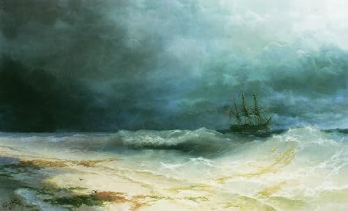 DTAUPREB DIY-Ölgemälde für Erwachsene und Kinder Schiff im Sturm Malen nach Zahlen Zeichnung auf Leinwand Kunstdekor Ivan Aivazovsky von DTAUPREB