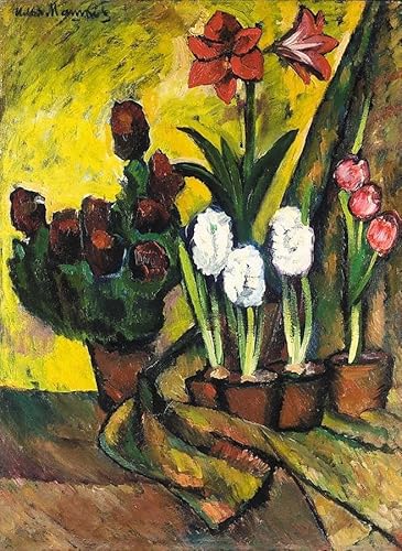 DTAUPREB DIY Ölgemälde für Erwachsene und Kinder Stillleben mit Blumen Malen nach Zahlen mit Pinseln und Acrylpigment auf Leinwand von DTAUPREB