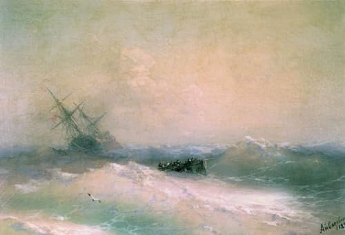 DTAUPREB DIY-Ölgemälde für Erwachsene und Kinder Sturm auf See Malen nach Zahlen Zeichnung auf Leinwand Kunstdekor Ivan Aivazovsky von DTAUPREB