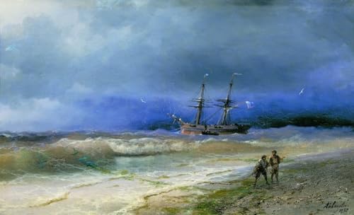 DTAUPREB DIY-Ölgemälde für Erwachsene und Kinder Surf-Malen nach Zahlen mit Pinseln und Acrylpigmenten auf Leinwand Ivan Aivazovsky von DTAUPREB